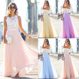 Women Lace Splicing Formal Wedding Bridesmaid Long Evening Party Prom Dress