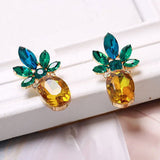 Lovely Shiny Glass Pineapple Fruit Ear Stud Earrings Women Girl Jewelry Gift