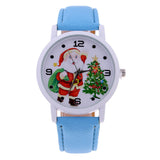 Women's Men's Santa Claus Christmas Faux Leather Analog Quartz Wrist Watch Gift