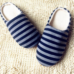 Women's Men's Winter Striped Warm Soft Anti-Slip  Indoor Shoes Home Slippers