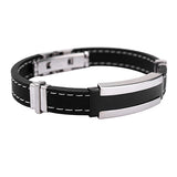 Men's Punk Watch Clasp Stylestainless Steel Rubber Bracelet Fashion Bangle