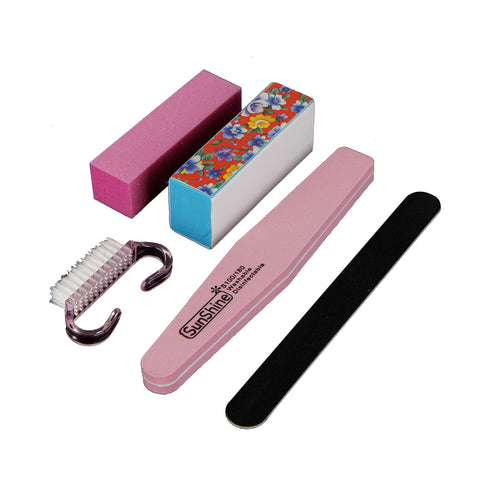 5Pcs Manicure Nail Care Tool Set Nail Beauty Nail Files Buffer Block Brush