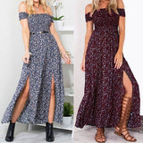 Women Sexy Floral Summer Off Shoulder Boho Long Maxi Evening Party Beach Dress