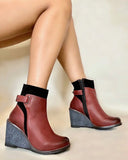 Isabel Wine Wedge Boot