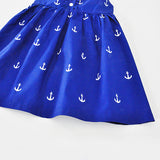 Girl's Summer Casual Button Anchor Print Back Sleeveless Loose Dress Sundress