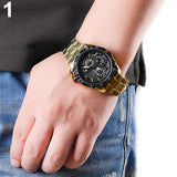Luxury Men Golden Color Band Stainless Steel Date Quartz Analog Sport Wrist Watch