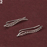 Women Punk Alloy Ear Cuffs Leaf Shape Ear Stud Earrings Fashion Accessories