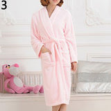 Men Women Loose Long Sleepwear Comfortable Bathrobe Coral Fleece Spa Robe