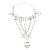 Bridal Wedding Crystal Rhinestone Slave Bracelet Wristband Harness and Ring Cuff