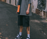 Striped streamer stitching trousers shorts