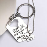 Father's Day Jewelry Love Heart Daughter Father Letter Printed Keychain Necklace