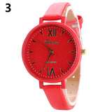 Candy Color Fashion Sweet Girl Women Slim Faux Leather Quartz Analog Wristwatch - ENSEIGNE DENIS