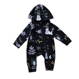 Fashion Autumn Baby Girls Boys Long Sleeve Hooded Leaves Romper Jumpsuit