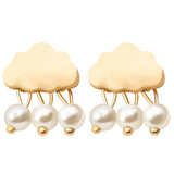 Fashion Women Cloud Raindrop Ear Studs Faux Pearl Earrings Birthday Party Gift