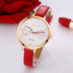 Women Fashion Simple Analog Quartz Slim Faux Leather Wrist Watch Decor Gift