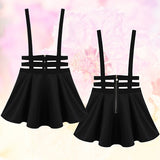 Women's Sexy Pleated Suspender Skirt Brace Hollow Out Bandage Mini Skater Dress