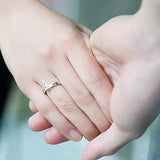 Women's Silver Plated Jewelry Finger Ring Zircon Inlaid Engagement Wedding Ring