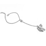 Fashion Women Rhinestone Golden Leaf Bracelet Chain Ring Integrated Jewelry