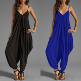 Women's Sexy Spaghetti Strap V-Neck Sleeveless Overall Long Jumpsuit Romper