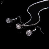 Lady Fashion Rhinestone Pendant Necklace Hook Earring Banquet Party Jewelry Set