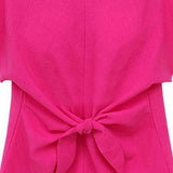 Women Ladies Fashion Short Sleeve Bow Solid Color Casual Tops Blouse T-Shirt