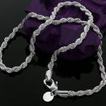 Women's Men's 925 Sterling Silver Twist Chain Necklace Charm Fashion Jewelry