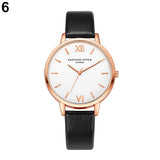 Women Fashion Concise Dial Slim Faux Leather Strap Analog Quartz Wrist Watch