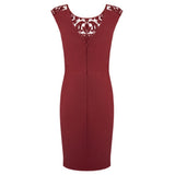 Women Sexy Hollow Lace Embroidery Slim Bodycon Zip Party Mini Dress Clubwear - ENSEIGNE DENIS