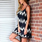 Women's Fashion Summer Sexy Wave Pattern Tassels Backless Strap Beach Dress