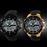 Men Waterproof Sport Digital Analog Dual Time Alarm Date Chronograph Wrist Watch
