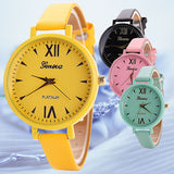 Candy Color Fashion Sweet Girl Women Slim Faux Leather Quartz Analog Wristwatch - ENSEIGNE DENIS