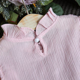 Fashion Ruffles Bowknot Children Girls Summer Sleeveless Top Shorts Clothes Set