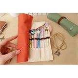 Creative Canvas Stationery Bag Pen Pencil Holder Roll Up Brush Makeup Case Pouch