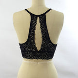 Women's Sexy Summer Sleeveless Blouse Casual Hollow Lace Vest Tank Crop Top