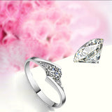 Women's Silver Plated Jewelry Finger Ring Zircon Inlaid Engagement Wedding Ring