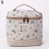 Travel Dot Floral Cosmetic Makeup Bag Toiletry Organizer Lunchbox Storage Case