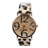 Women's Casual Flower Big Numbers Dial Faux Leather Strap Quartz Wrist Watch