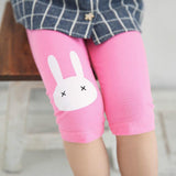 Lovely Rabbit Printed Cotton Middle Rise Half Length Kids Girls Leggings Pants