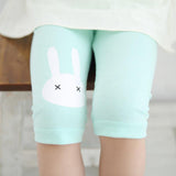 Lovely Rabbit Printed Cotton Middle Rise Half Length Kids Girls Leggings Pants