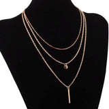 Women Fashion Multi-layer Choker Long Necklace Sequin Strip Pendant Jewelry
