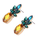 Lovely Shiny Glass Pineapple Fruit Ear Stud Earrings Women Girl Jewelry Gift