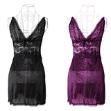 Women Sexy Lace Patchwork Underwear G-string Night Robe Nightdress Sleepwear - ENSEIGNE DENIS