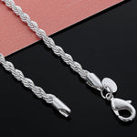 Women's Men's 925 Sterling Silver Twist Chain Necklace Charm Fashion Jewelry