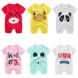 Cute Animal Letter Print Short Sleeve Romper Newborn Baby Casual Jumpsuit