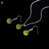 Lady Fashion Rhinestone Pendant Necklace Hook Earring Banquet Party Jewelry Set
