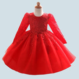 Autumn and winter new baby dress, hundred days of age lace wedding