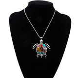 Multi-Color Tortoise Pendant Necklace Turtle Drop Hook Earrings Jewelry Set - ENSEIGNE DENIS