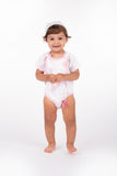 Smart Short Sleeve Bodysuit + Bib - Pink Rose