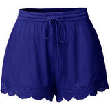 Fashion Solid Color Lace Drawstring Women's Summer Casual Loose Shorts Hot Pants
