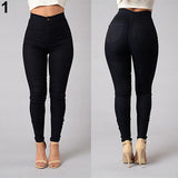 Women Pencil Stretch Casual Denim Skinny Jeans Pants High Waist Trousers